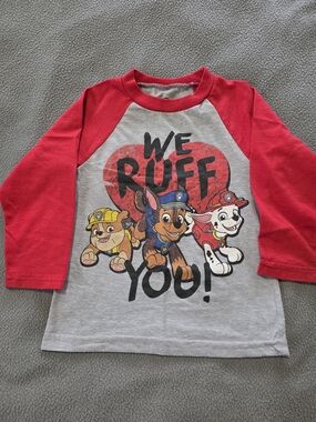 Paw Patrol Red & Gray 'We Ruff You' Raglan Long Sleeve Tee